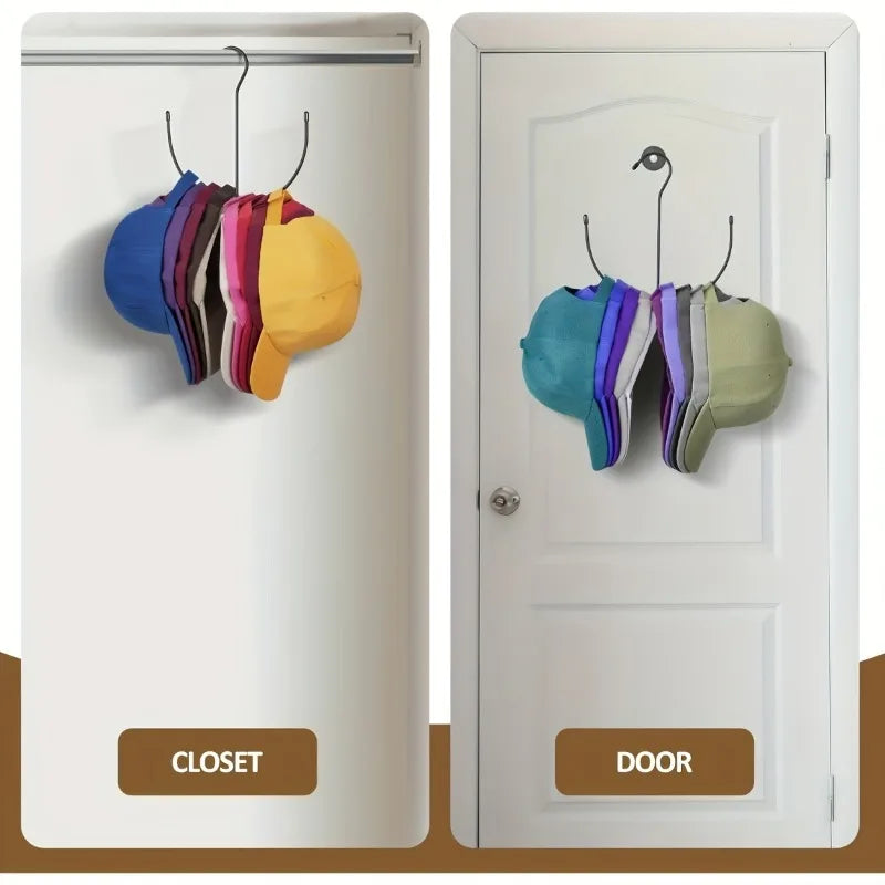 2pcs Durable Stainless Steel Clothes Hook,Multi-functional Hat Rack,Baseball Cap,Space-saving,Easy Install for Wardrobes & Doors