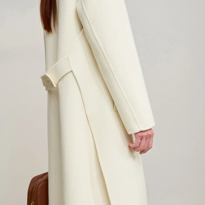 AMII Minimalist Woolen Coat 2026 Winter New Loose Solid Color Versatile Women's Clothing Wool Long Sleeves Coat Women 12524044