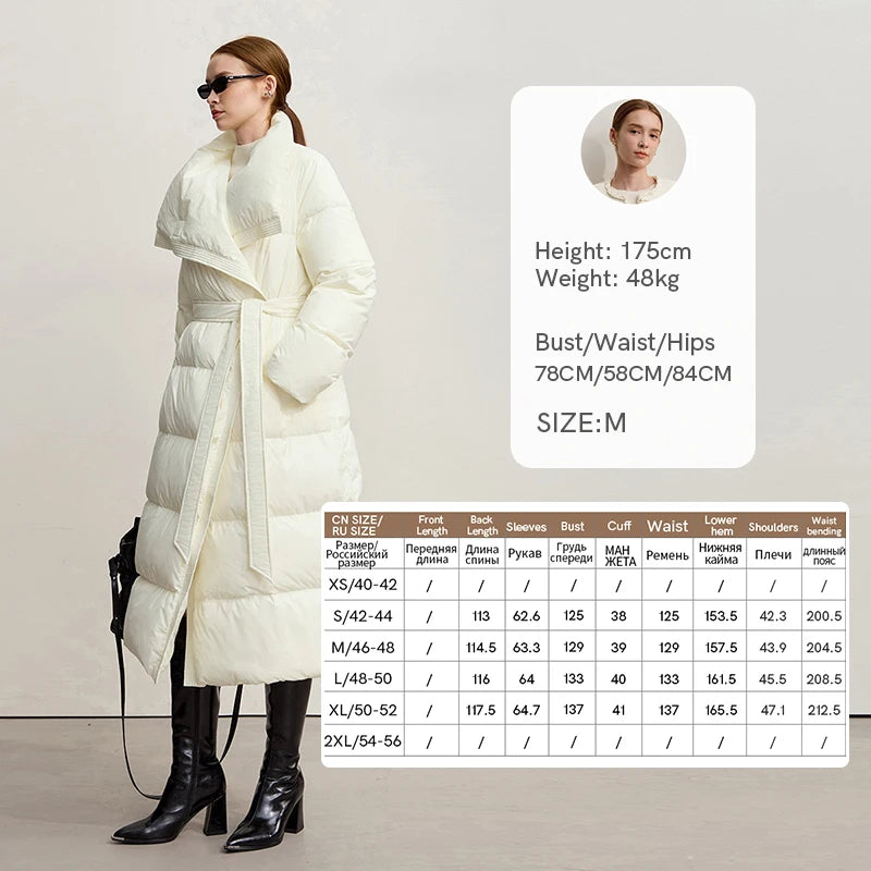 Amii Down Coats 2026 Winter New Office Lady With Belt Warm Versatile Outerwear Solid Loose Down Jacket Women Long Top 12524055