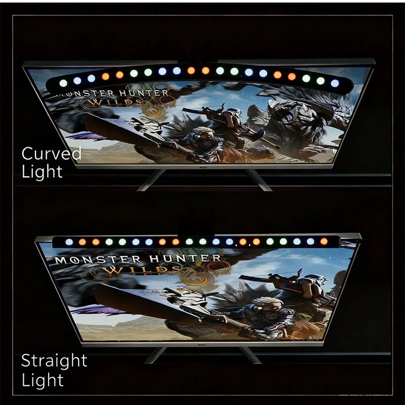 46CM Straight or Curved LED Computer Display Light Bar USB RGB Lighting Stepless Dimming Timing Lamp for Study Reading Home Offi