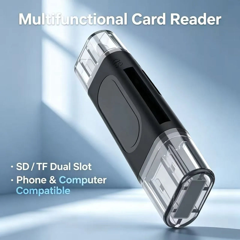4-in-1 Multi-function Card Reader USB 2.0 OTG Adapter High-Speed TF/SD Memory Card Reader for Type-C USB Phone Laptop Computer