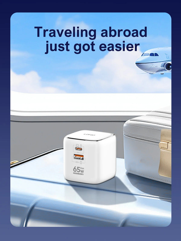 ឆ្នាំងសាក LDNIO 65W USB C ឆ្នាំងសាក GaN អាដាប់ទ័រធ្វើដំណើរប្រភេទ C ច្រើនរន្ធ សម្រាប់ MacBook iPad iPhone 15 14 Pro Max Xiaomi Galaxy S23