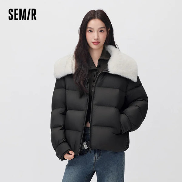 អាវក្រៅ Semir សម្រាប់ស្ត្រី កអាវទន់ ៩០ ភាគរយ ការពារទឹក រចនាបថតិចតួច ស្ទីលតិចតួច អាវក្រៅ Puffer ថ្មីឆ្នាំ ២០២៦