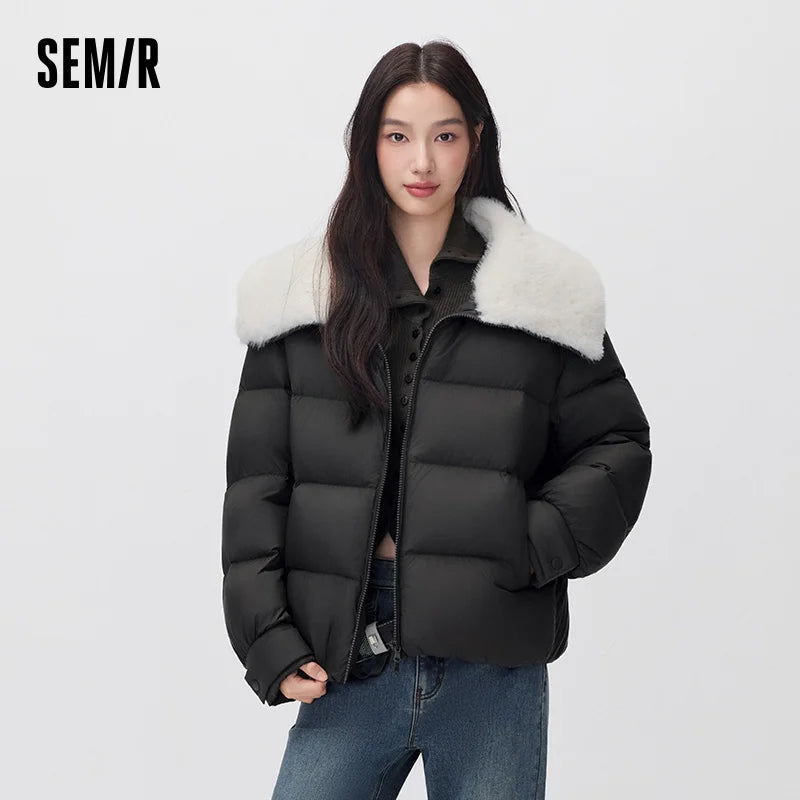 Semir Women Down Jacket Plush Collar 90 Percent Down Fill Water Repellent Minimal Design Minimal Style Puffer 2026 New