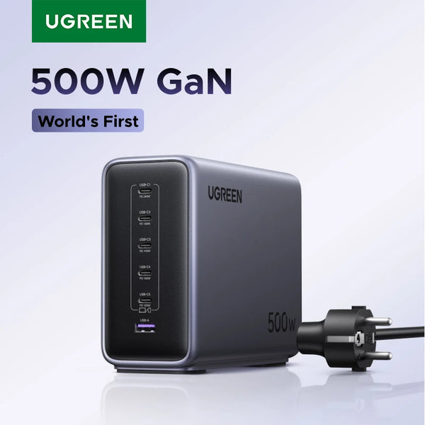 【WORLD FIRST】UGREEN 500W GaN Charger PD 3.1 240W Max Single Port 6 IN 1 Desktop Charging Station For MacBook Laptop iPad iPhone