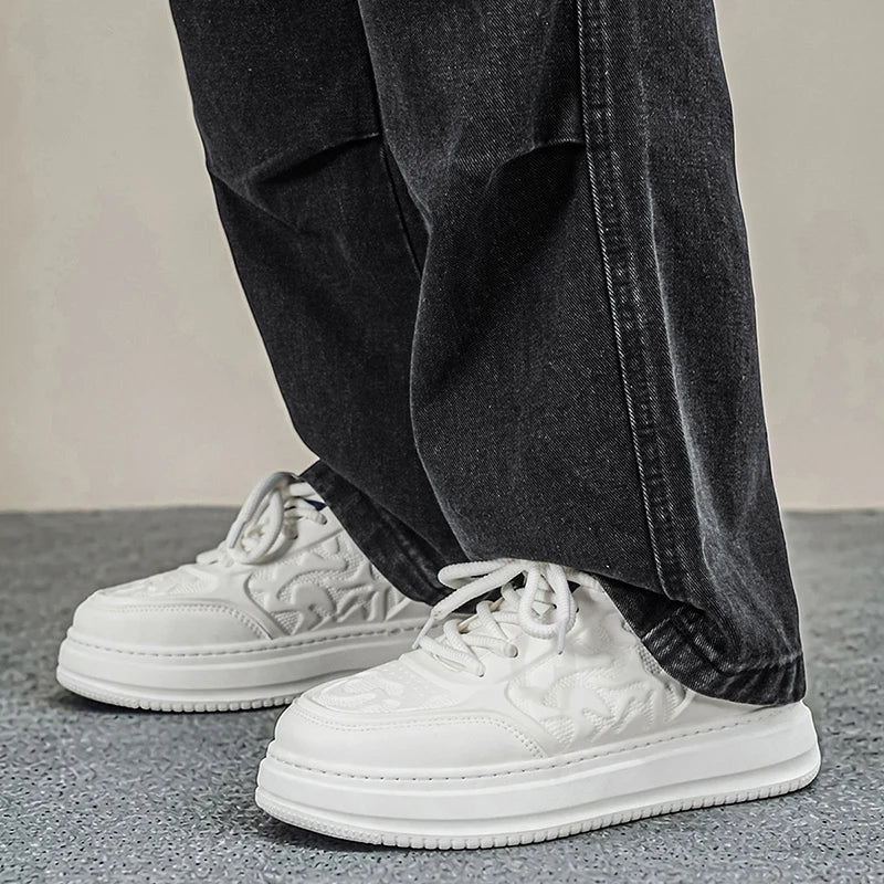 Men's flat casual shoes four seasons breathable light thick-sole non-slip comfort outdoor running sneakers fashion walking shoes