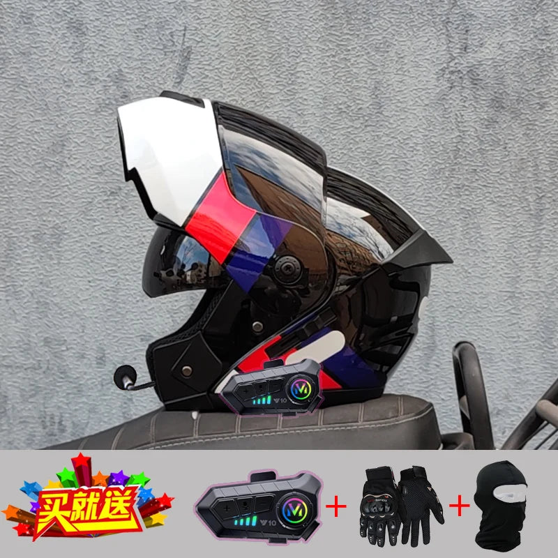 Motorcycle Bluetooth Helmet High Quality Flip Helmet Abs Full Face Motorcycle Helmet Racing Helmet Dot Approved
