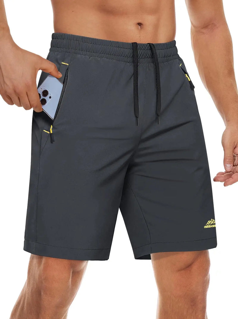 TACVASEN Quick Dry Athletic Shorts with Zipper Pockets Men's Summer Running Shorts Gym Training Workout Fitness Hiking Shorts