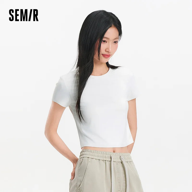 Semir Women Tshirt Moisture Wicking Quick Dry UV Protection Solid Petite 2026 Summer Basic Casual Style Slim Soft Comfy Top