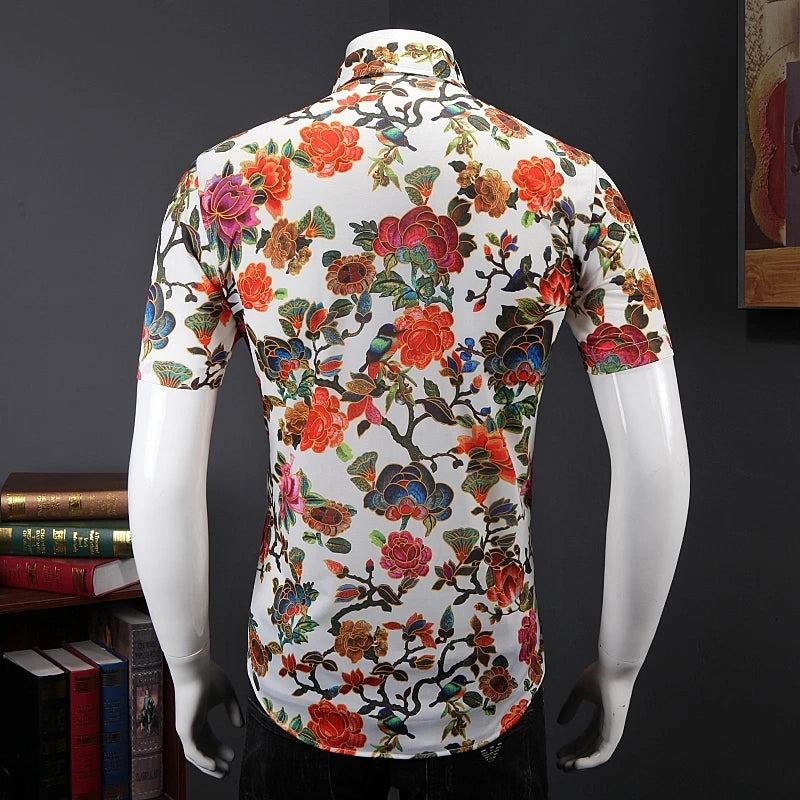 2026 New Men's Short Sleeve Shirt, Summer Printed Shirts, Single Breasted Lapel Shirt for Men Camisa M-7XL