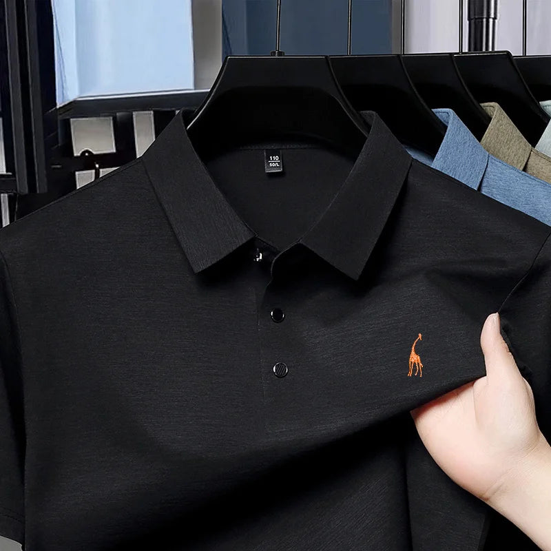Quality Man T-Shirt Polo Shirt Lapel Button Giraffe Embroidery British Style Summer Hot-Selling Casual Fashion Golf MensClothing