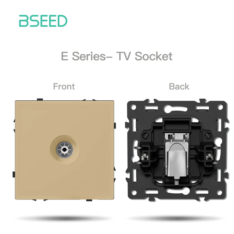 BSEED E Series Button Light Switch 1/2Gang 1/2Way USB Type-C Socket Module Part Internet TV Socket DIY Part 80mm Plastic Frame