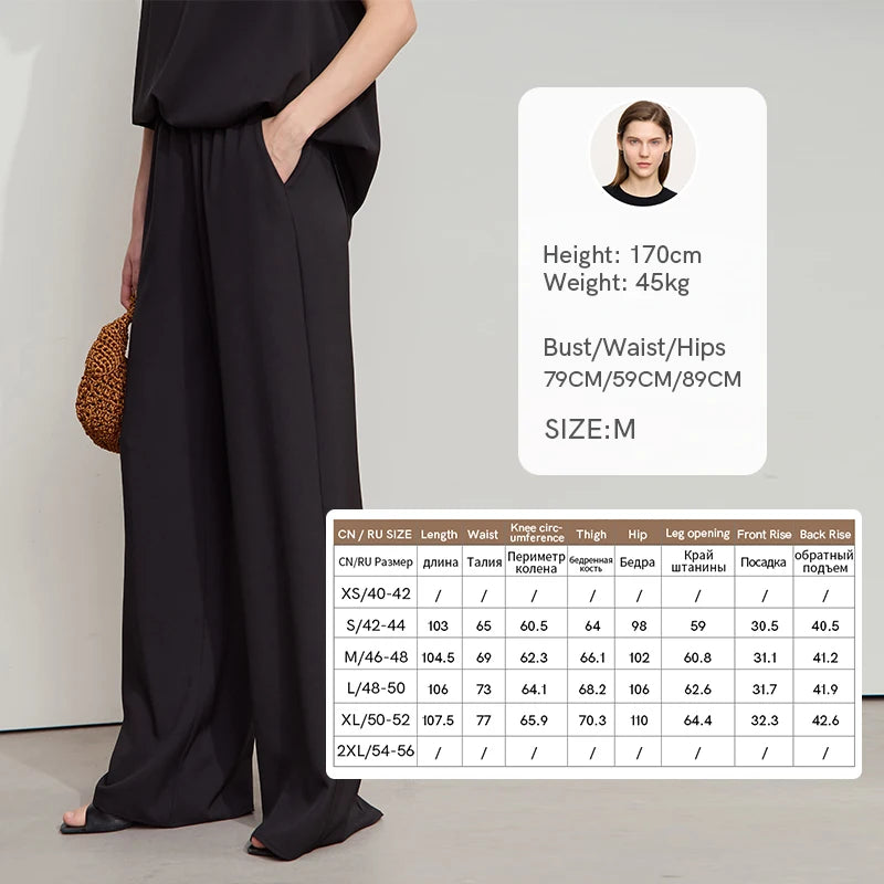 ខោ AMII Minimalist សម្រាប់ស្ត្រីរដូវស្លឹកឈើជ្រុះថ្មីធ្វើដំណើរទៅធ្វើការចង្កេះយឺតរឹងមាំខោដែលអាចបត់បែនបានខោវែងរលុង 12542126