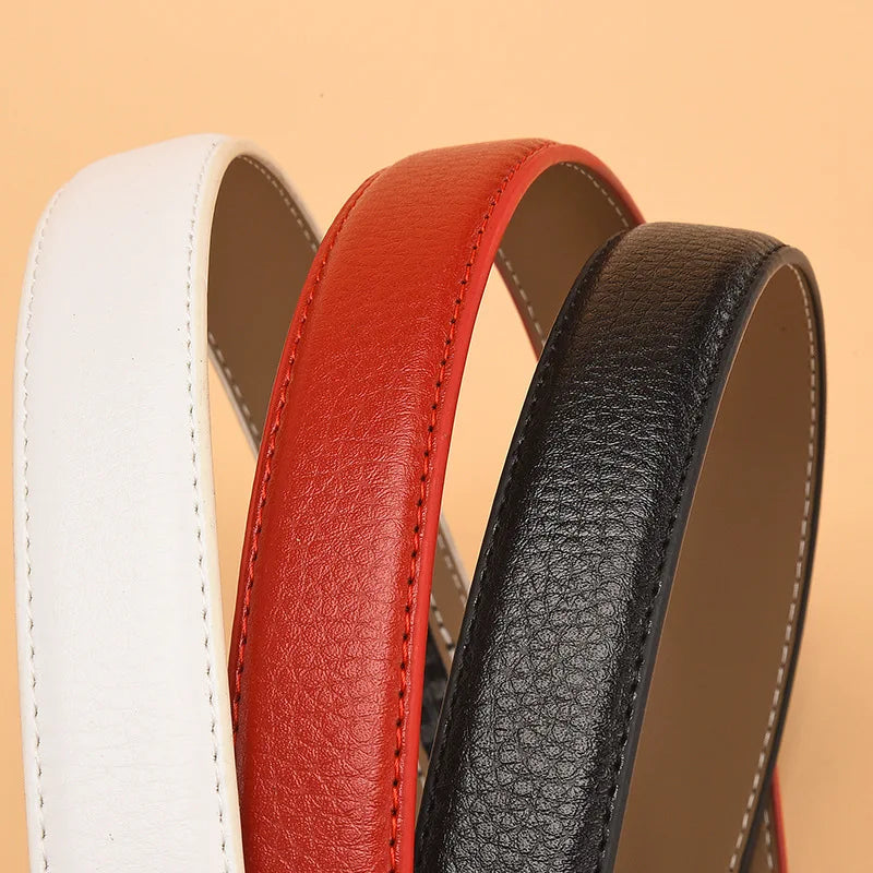 Red Women's Automatic Buckle Belt, Fashion Casual Belts Cinturon Male Waistband White Black 90cm-115cm