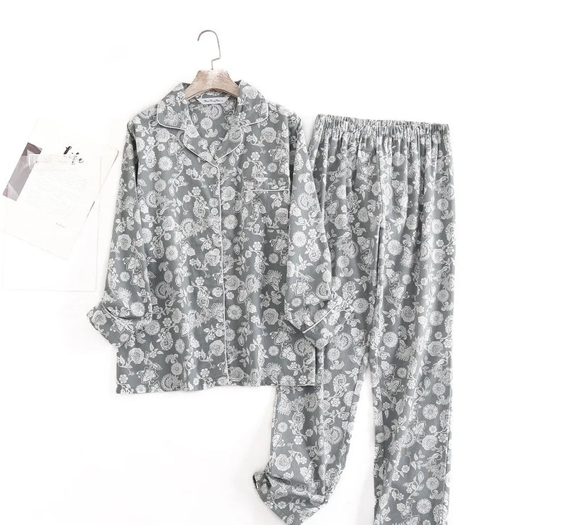 Casual Polka Dot Women's Pajamas Set Lapel Long Sleeve Shirt Pant Suit Spring Autumn Sleepwear Pyjamas Femme Home Wear Clothes