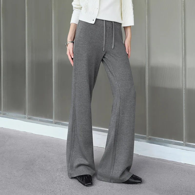 Semir Women Casual Pants High Waist Brushed Fleece Sport Style Wide Leg 2026 New Winter Daily Wear Urban Casual Style