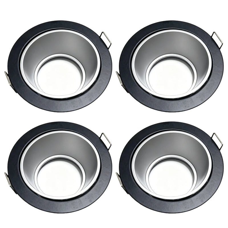 JOYINLED 1/4PCS GU10 MR16 Recessed Spotlight Frame Round Aluminum Ceiling Light Trim Downlight Housing Lamp Holder Fixture Frame