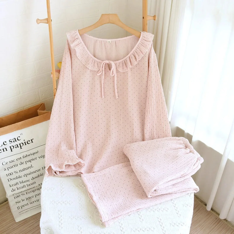 Pure Cotton Sleepwear for Spring and Autumn Comfort for Homewear Long Sleeve Women's Loungewear Suit Female Pajama Set Pijamas