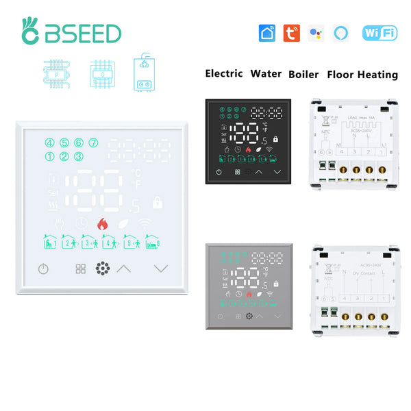 BSEED M1 WIFI Thermostat Room Temperature Controller Electric Floor Smart Water Heating Boiler DIY Parts Wall Socket Glass Frame