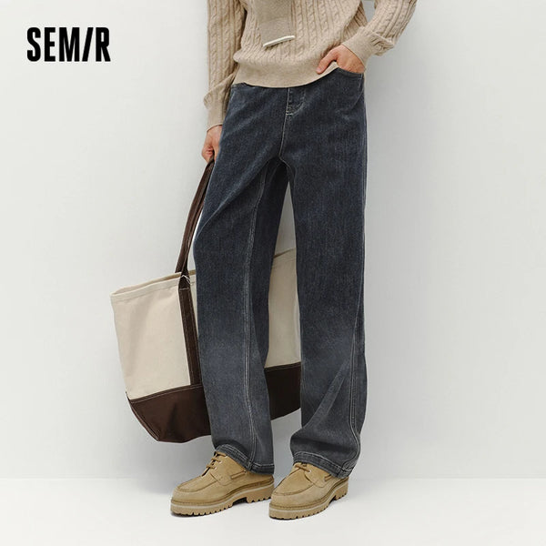 ខោខូវប៊យបុរស Semir ធ្វើពីកប្បាស លាតសន្ធឹង រលុង សម ជើងត្រង់ មានខ្សែចង រចនាបថវីនថេច ឆ្នាំ២០២៦ សម្លៀកបំពាក់រដូវរងាថ្មីប្រចាំថ្ងៃ