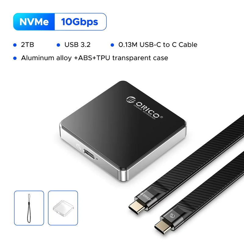 ORICO M.2 NVMe Hard Drive Case USB 3.2 Gen 2 10Gbps NVME SSD Enclosure PCI-E M-Key 2230mm for PC External SSD Drive Enclosure