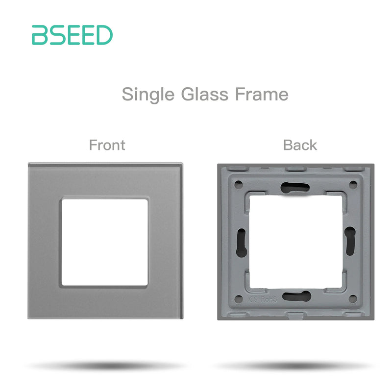 BSEED Touch Light Switch 1/2/3Gang Dimmer Switch Function Parts Glass Panel Gray EU Wall Socket Plug DIY Free Combination
