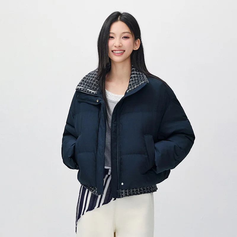 Semir Women Down Jacket Panel Design Layered Look Loose Fit 80 Percent Down Fill Versatile Modern Style 2026 New