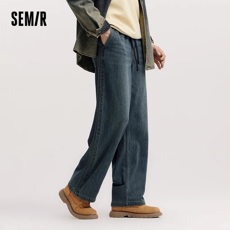 Semir Vintage Jeans Men 2026 Spring Loose Straight Leg Retro Style Casual Daily Wear Versatile Stylish Trousers