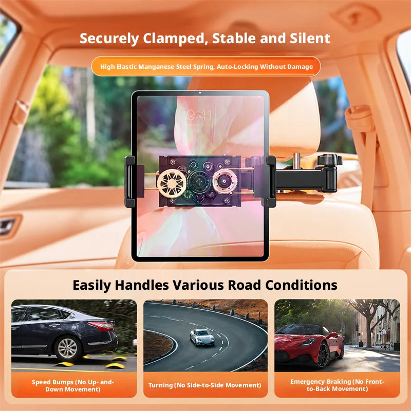 SEAMETAL Universal 4.7-12.9 Inch Car Tablet Holder Foldable Headrest Tablet Mount Phone Stand for Iphone Ipad Xiaomi Samsung