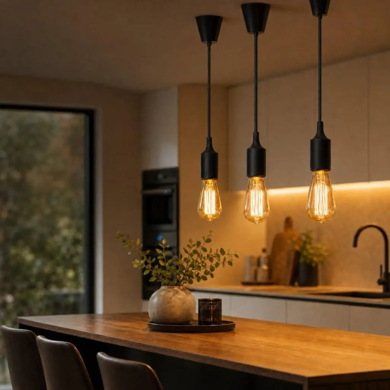 JOYINLED Silicone E27 Pendant Lamp Kit, Height Adjustable Hanging Light Cable with Ceiling Mount for Dining Table, Kids Room