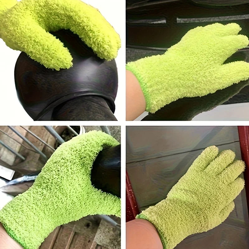 1Pair Cleaning Gloves with Built‑in Gap Brush, Reusable Hand‑Washable for Car Glass, Plants, Sunshade & Household Outdoor Use