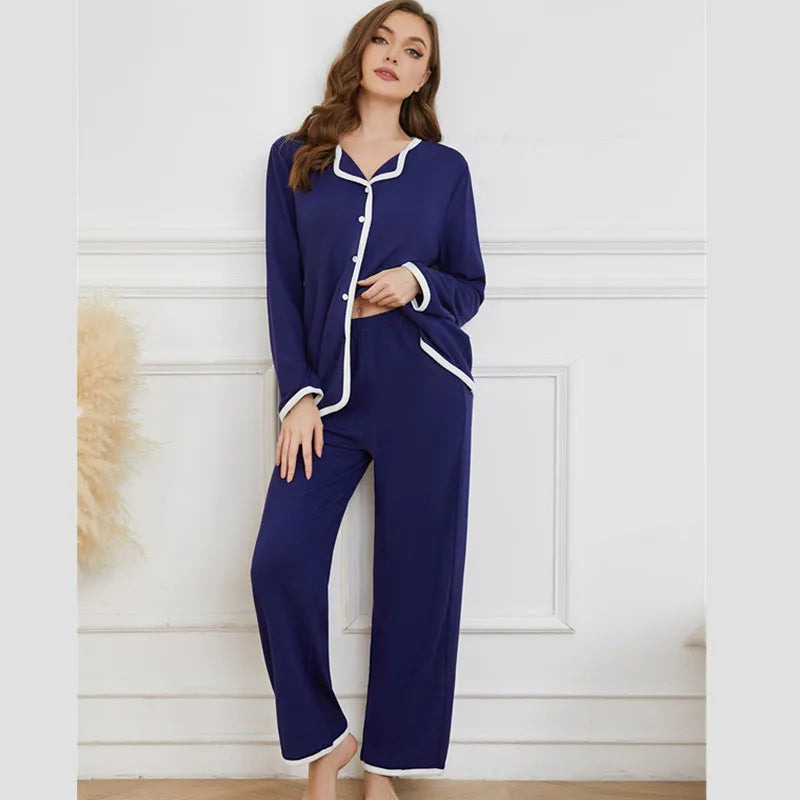 Pajamas For Women Comfortable Long Sleeve Pant Set European Casual Home Clothing New Spring Autumn Sleepwear Pijama Mujer