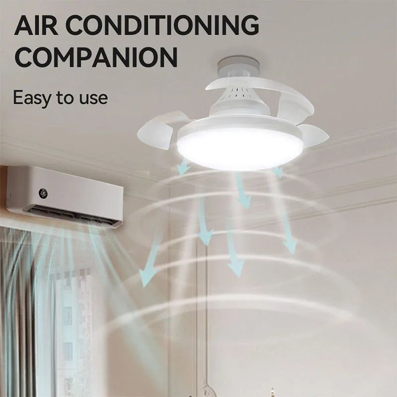 Ceiling Fan with Light 3-Level Dimmable APP&Remote Control Modern LED Folding Ceiling Fan Light for Bedroom Living Room E27Screw