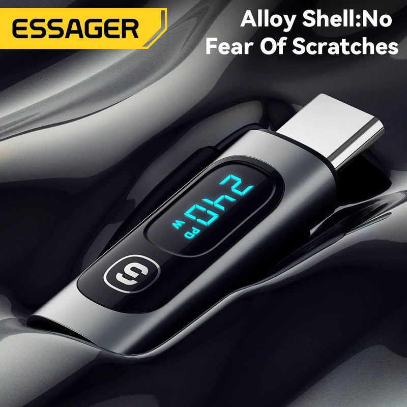 អាដាប់ទ័រ USB C Essager 240W ប្រភេទ C ទៅ USB C 3.0 2.0 ឧបករណ៍ភ្ជាប់ OTG អាដាប់ទ័រទិន្នន័យអេក្រង់ឌីជីថល 100W សម្រាប់ Macbook Pro Air Samsung