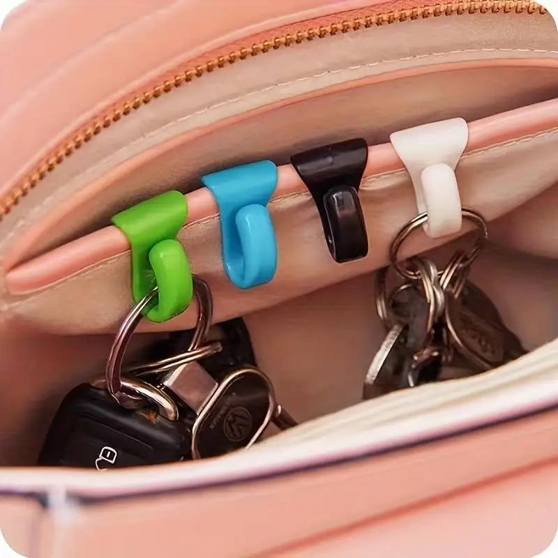 4-Pack Anti-Loss Key Hooks, Space-Saving Plastic Design for Quick Bag/Home/Car Organizing