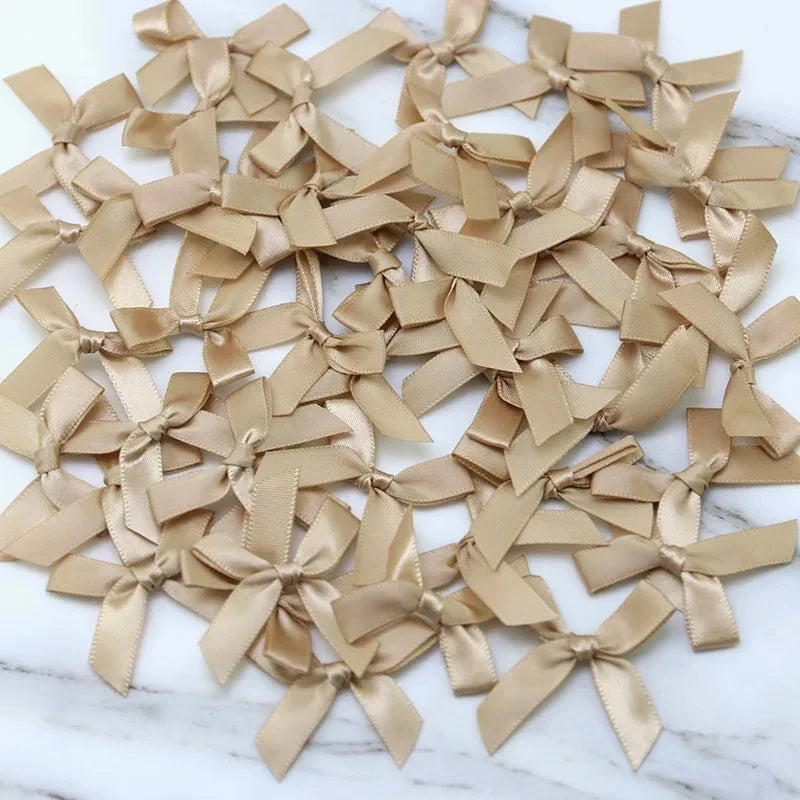 200Pcs 4*4cm Fresh Pink Satin Ribbon Bows Polyester Mini Bowknot DIY Craft Ornaments Gift Wedding Hair Decorations