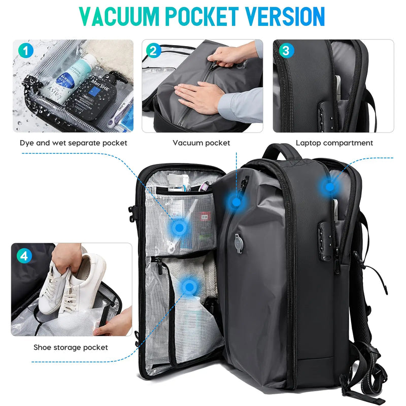 BANGE Anti-Theft Men Travel Backpack Vacuum Compression 15.6 inch Laptop Backpack For Business School Bag Pack Hiking Backpacks