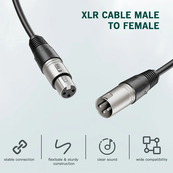 ខ្សែមីក្រូហ្វូន FIFINE XLR Cannon សម្រាប់មីក្រូហ្វូនឌីណាមិក/ខនឌឺរិនស័រ, ខ្សែ XLR បុរសទៅស្ត្រីសម្រាប់កាតសំឡេង/ឧបករណ៍ពង្រីកសំឡេង/SC3 AM8 K688-L9