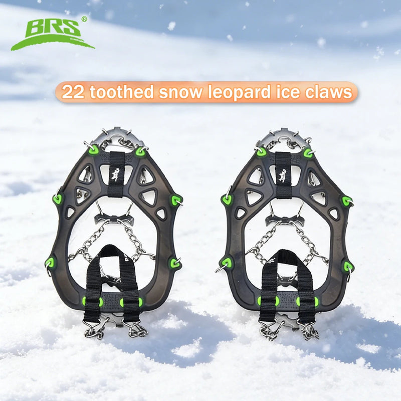 BRS 22 Teeth Snow Spikes Claws Grips Boots Cover Ice Gripper Outdoor Winter Hiking Climbing Crampons Cleats Chain Spike for Shoe