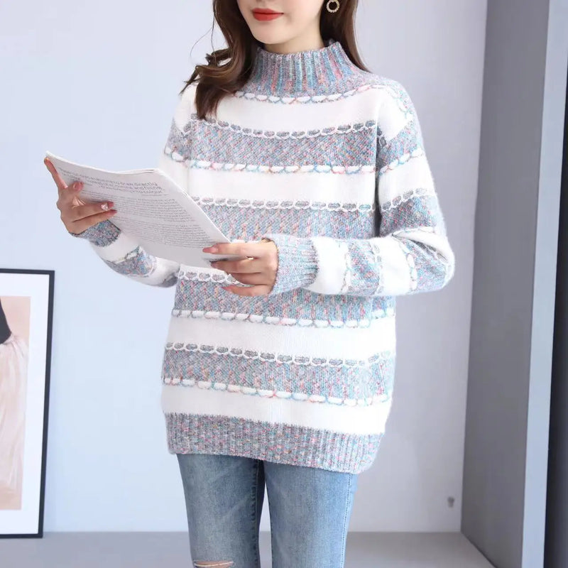 Thick Warm Student Sweater Tops New Turtleneck Winter Pullover Women's Jumper Spring Autumn Female Clothing Pulls Knitwear