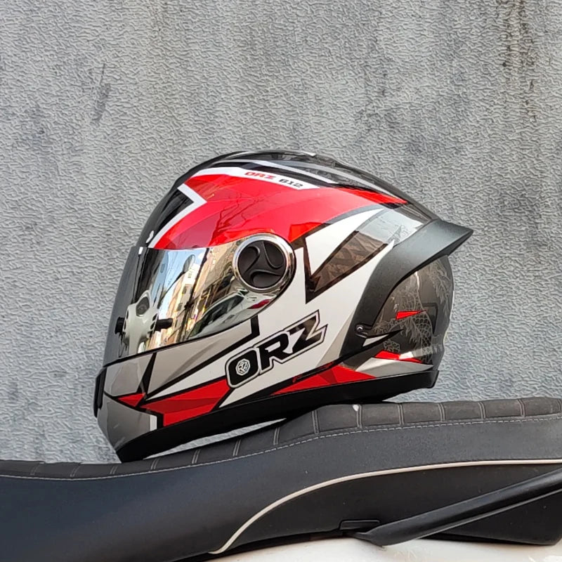 ORZ motorcycle helmet, men's and women's full helmets, winter motorcycle running helmets, couples, four seasons