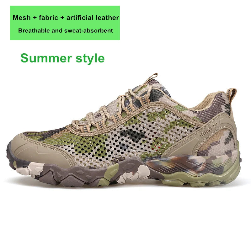 HUMTTO Waterproof Shoes for Men Hiking Shoes Leather Mens Sports Luxury Designer Outdoor Climbing Trekking Walking Sneakers Man