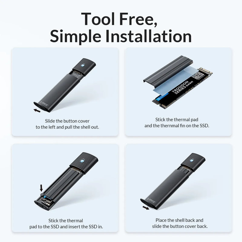 ORICO M.2 SSD Enclosure NVMe 10Gbps PCIe SSD Box for KR Big Dsicount