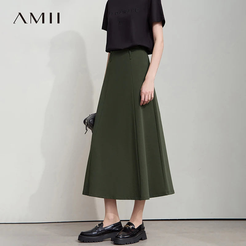 AMII Minimalist Autumn Skirts For Women 2026 Fashion Large Round Knitted Cotton Skirts Commuting Vacation Loose Skirts 12523150