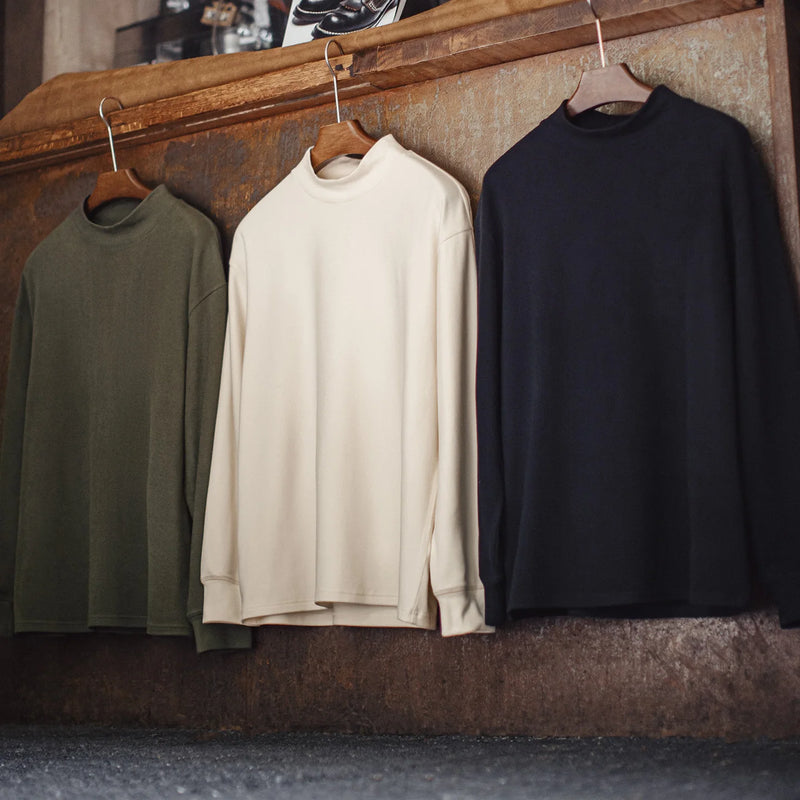 Maden Men's High Neck Warm Long Sleeve T-shirt Antibacterial Thermal Underwear Thickened Fleece Anti-Static Tops for Winter