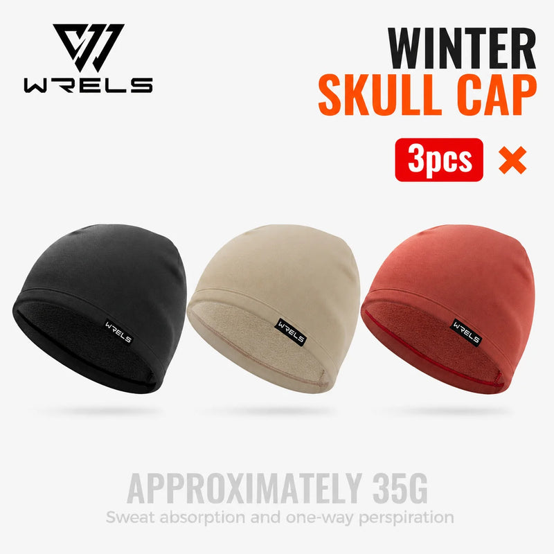 WRELS Skiing Cap Warm Anti Cold Skull Cap Sweat Wicking Fleece Windproof Helmet Liner Ear Flap Running Men Women Winter Beanie