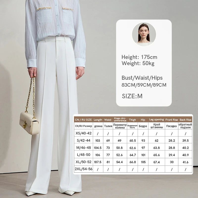 ខោ AMII Minimalist សម្រាប់នារី ពណ៌ស រដូវស្លឹកឈើជ្រុះ ឆ្នាំ២០២៦ ខោស្លីមសម ខោធម្មតា សម្រាប់នារីការិយាល័យ ខោហើម ប្រឆាំងស្នាមជ្រួញ សម្រាប់ប្រចាំថ្ងៃ 12523127