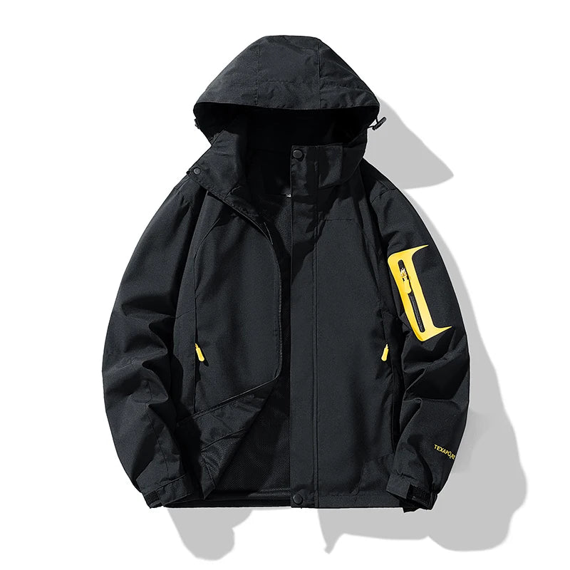 2026 Men's Long-Sleeved Hooded Jacket, Casual Waterproof Coat, Black, Green, Blue, Pink, Khaki Color, Autumn, New, Fashion