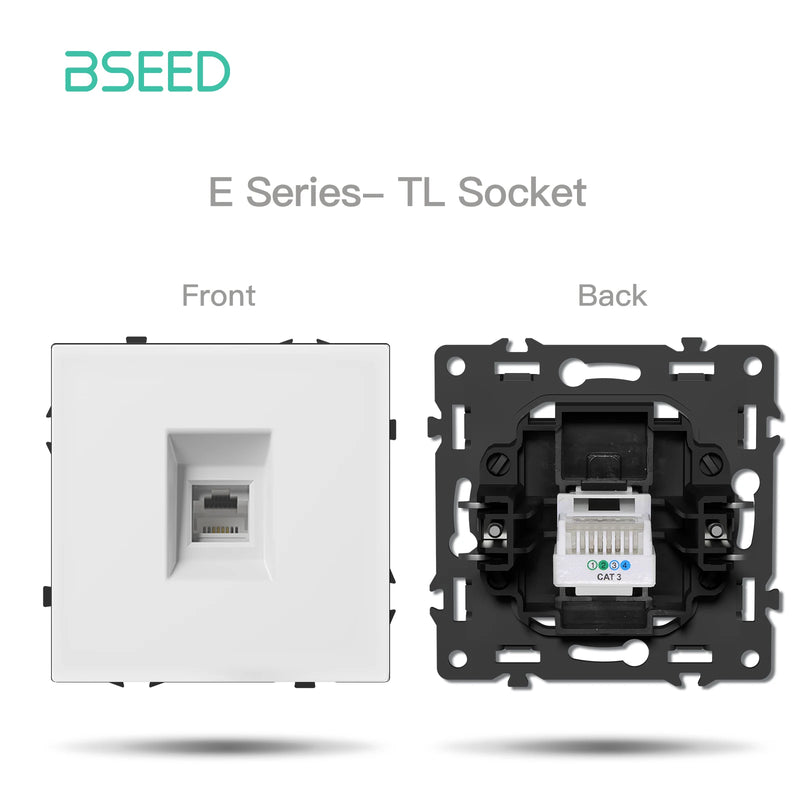 BSEED Wall Button Switch 1/2Gang USB Type-C Wall Socket Module Part Internet TV Telephone Socket Plastic Frame DIY Function Part
