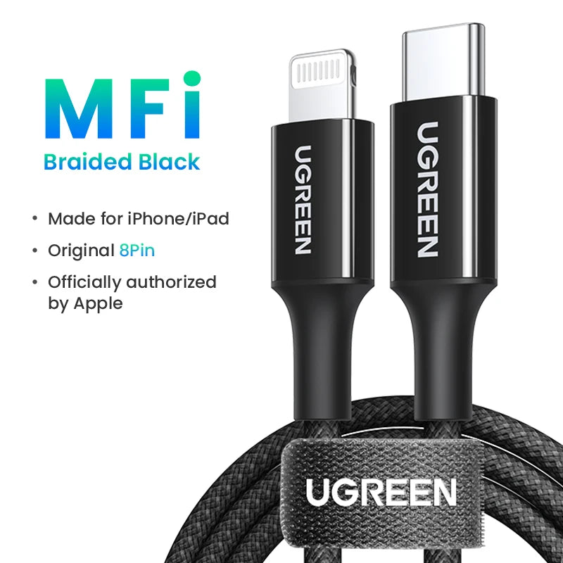 UGREEN MFi 20/30W USB Type C to Lightning Cable for iPhone 14 Pro Max 13 12 Plus Mini PD Fast Charging Cable for iPad 1m 2m